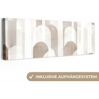 OneMillionCanvasses® Leinwandbild Panorama Abstrakte Bögen - Modern - Beige, Fotodruck (1 St), Wandbild, Deko Schlafzimmer Wohnzimmer Flur 60x20 cm