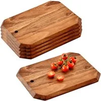 Kesper Frühstücksbrett 5 Stück Schneidebrett, 8-eckig, Akazie - 28 x 20cm, Holz, (5-St), zum Aufhängen geeignet