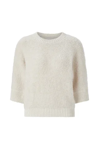 Rich & Royal - Bouclé Crew-Neck caffee latte - Gr. - S