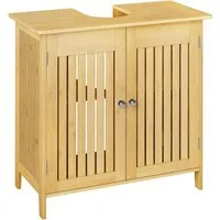 EUGAD Waschbeckenunterschrank (1-St) aus Bambus, Verstellbarer Einlegeboden, 60x60x30cm