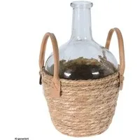 Neuetischkultur Dekovase Glasvase mit Naturbezug Flaschenform (Stück, 1 St., Glasvase im Seegraskorb), Flaschenvase Glasflasche im Korb
