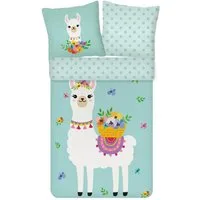 ESPiCO Kinderbettwäsche Lama Trendy Bedding, Renforcé, 2 teilig, Pinata, Tiermotiv, geblümt