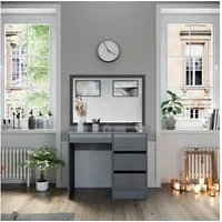 Vicco Schminktisch Sherry, Grau Hochglanz, 90 cm mit 4 Schubladen (1-St)