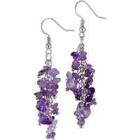 LuxusKollektion Paar Ohrhänger Heilung Kristall Amethyst Ohrringe Damen Stein Haken Trommelsteine
