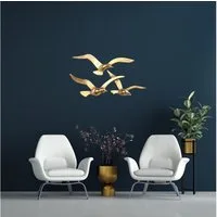 MF Wanddekoobjekt Goldene Möwen Wanddeko Set, Maritimer Metall-Wandschmuck, 2-teilig