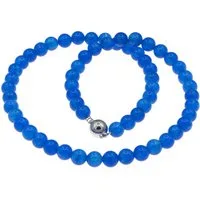 Bella Carina Perlenkette Perlenkette mit blauen leuchtenden Jade Perlen 8 mm