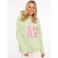 Zwillingsherz Hoodie "Alissa" Langarm, Kapuze, Neon-Details, Kordelzug, Frontprint, Kängurutasche