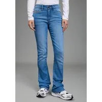 Arizona Bootcut-Jeans Baby-Boot Bootcut-Stil, figurbetonte Passform, mit Used-Effekten