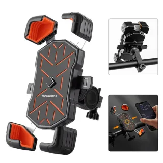 ROCKBROS 4.5''-7.2''Bicycle Phone Handlebar Holder 360° Rotation 30° Tilt Auto Locking Shockproof Non-slip Motorcycle El
