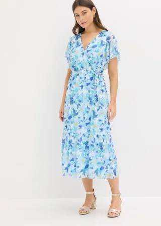 bonprix Midikleid aus softem Mesh, blau, Gr.52/54 (XXL), floral bedrucktes Midikleid aus softem Mesh, gefüttert.