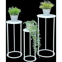 DanDiBo Blumenhocker Metall Weiß Rund Blumenständer Beistelltisch 3er Set (3er Set)