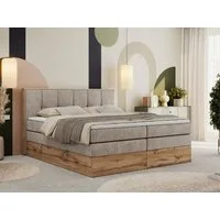 MKS MÖBEL Boxspringbett ALBERO 1 KING (Packung, Set, Polsterbett, Topper T25/Visco, T30-Schaum, Möbelplattenelementen), Doppelbett, Bettkästen, Multipocket-Matratzen, Boxspringbett, Kopfteil