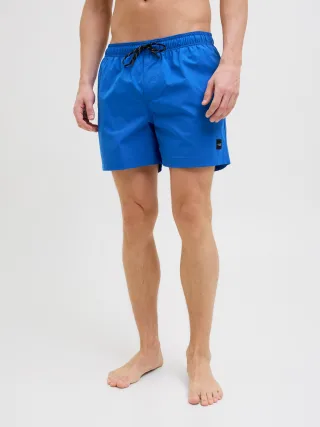 Jack & Jones Badeshorts "JPSTMAUI Badeshort mit elastischem Bund und normalem Schnitt" unifarben, modisch, slim fit, Polyester
