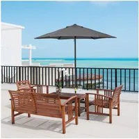 Outsunny Sonnenschirm sechseckig, windfest, stabil, LxB: 196x196 cm, Balkonschirm, Strandschirm, für Strand Balkon Terrasse Garten, Dunkelgrau