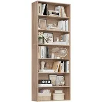 Homfa Bücherregal, 210cm Standregal, Bücherschrank mit 7 Fächern, eiche