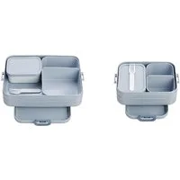 Mepal Lunchbox Bento-Lunchboxen Set Klein/Groß für bis zu 8 Butterbrote, TPE/PP/ABS, Kunststoff, Mit Fächern, Nordic Blue, ideal für unterwegs