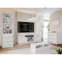 MIRJAN24 Wohnzimmer-Set Tireno VII, (4er-Set, Kommode, TV-Lowboard, Regal, Couchtisch), Aluminiumgriffe in der Farbe Gold