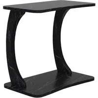 en.casa Beistelltisch, »Stattela« C-förmig 59 x 35 x 56 cm mit 4 Rollen Marmoroptik, schwarz