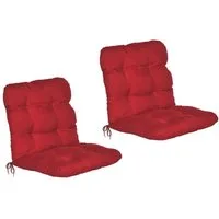Beautissu Sitzauflage 2er Set Niedriglehner Auflagen Set Flair NL, 100x50x8cm, Rot, 2er Sitzkissen Niederlehner, Sitzpolster Gartenstuhl & Gartenmöbel