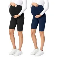 Be Mammy Umstandsleggings Damen Kurze Leggings BE-04 (2-tlg) aus Viskose