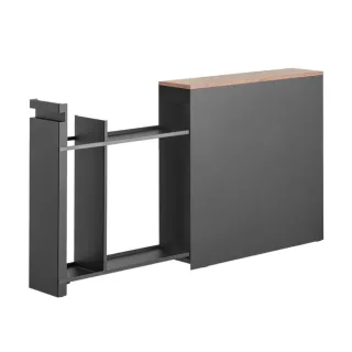 Yamazaki Toilettenpapier Aufbewahrung ausziehbar Holzablage Tower – Metall schwarz. Edler Loft-Style und flexible Raumnutzung für Toilettenrollen.