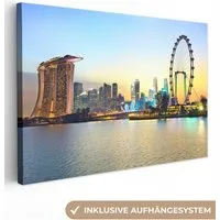 OneMillionCanvasses® Leinwandbild Singapur - Skyline, Fotodruck (1 St), Leinwand Bilder Klein, Wand Dekoration Aesthetic 30x20 cm