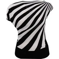 Passioni Kurzarmshirt mit Schwarz-Weißen Diagonalstreifen