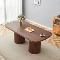 HAUSS SPOLE Esstisch mit Säulenfuß & Holzoptik,Küchentisch Beistelltisch aus MDF,Walnuss (Wohnzimmertisch mit Holzmaserungsfinish für 6–8 Personen), Küchentisch mit ovaler Tischplatte