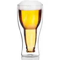 Dimono Bierglas DIMONO Bierglas Glasflasche Effekt–Doppelwandiges invertiert Bierglas, 1-tlg., Borosilikatglas, Umgestülpte Bierflasche im Glas