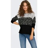 ONLY Rundhalspullover ONLJADE ANIMAL LS O-NECK NOOS KNT Kunstfaser, regular fit