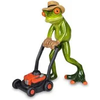 formano Dekofigur Frosch mit Rasenmäher 17 cm Froschfigur Kunststein glänzend (1 St)