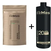 Femmas Premium Haarfarbe FemMas Premium Blondierpulver Weiss 500g + Oxycreme 6% 1L