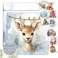 TOBJA Weihnachtskarte Weihnachtskarten XXL mit Umschlag Set, 10x Große Weihnachtskarten Postkarten Geschenkkarten