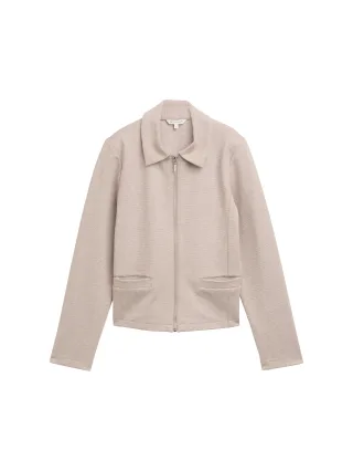 Tom Tailor - Regular Fit Jacke mit Reißverschluss soft taupe melange - Gr. - L