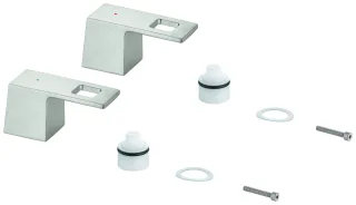 Grohe Griffpaar 48321 für Eurocube 3-L-Waschtisch-Batt. Mark. blau/rot supersteel, 48321DC0 48321DC0