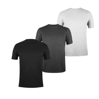 Donnay - T-Shirt für Herren, Rundhalsausschnitt (3er-Pack) (Grau meliert/Holzkohle-Mergel/Schwarz)