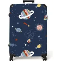 NoBoringSuitcases.com© Kinderkoffer Weltraum - Planeten - Kinder - Jungen 77 cm - 98 L, 8 Rollen, Reisekoffer mit Rollen Großer für 30kg, Jungenkoffer