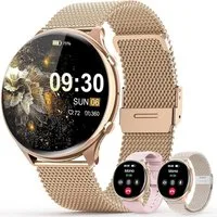 elfofle Damen's Telefonfunktion IP67 Wasserdicht Fitness Tracker Smartwatch (3,5 cm/1,39 Zoll, Android iOS), mit 120 Sport SpO2 Pulsuhr Menstruationszyklus SchlafmonitorArmbanduhr