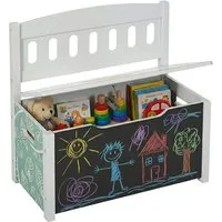 relaxdays Truhenbank Kinderbank mit Stauraum & Tafel