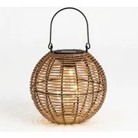 formano LED Laterne Solarlaterne Garten LED Metall 19 cm Rattan-Optik warmweiß Licht IP44, LED fest integriert