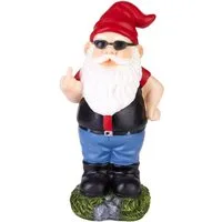 BRUBAKER Gartenzwerg Mittelfinger - Frecher Zwerg mit Sonnenbrille 24 cm Gartenfigur Lustig, (1 St), Dekoration Wetterfest für Garten Campingplatz