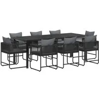 vidaXL Gartenlounge-Set Garten Essgruppe 9 stk. Schwarz und Anthrazit Poly-Rattan, (9-tlg)
