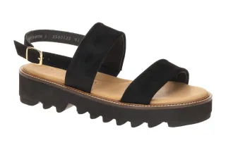 Paul Green Damen Sandale 6214-019 Schwarz Echtleder XL-Laufsohle Blockabsatz