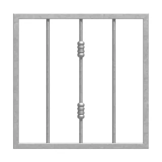 Fenstergitter Stahl, Premium Düsseldorf 20x20 mm Rahmen, Feuerverzinkter Stahl, 440 x 440 mm, Laibungsmontage, individuell konfigurieren