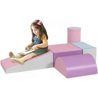 HOMCOM Bauklötze Bauspielzeug, für 1-3 Jahre alt Kinder Spielbausteine, (Riesenbausteine, 5 St., Bausteinset), für 1-3 Jahre alt Kinder Kunstleder