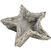B&S Pflanzschale Pflanzkorb Blumenkorb Stern mit Innenfolien 24 x 24 cm
