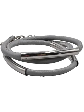 Steuer Modeschmuck Armband Kunstleder grau Karabiner