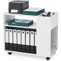 Mondeer Aktenschrank Mobiler Rollcontainer mit Verstellbaren Trennwänden 70 x 36 x 60 cm Weiß