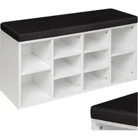 tectake Schuhschrank Schuhregal mit Sitzpolster 103,5x48x30cm (Set mit Schrank+Kissen, 1-St., inkl. Sitzkissen) für 10 Paar Schuhe