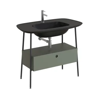VitrA Plural Set 100 cm Waschtischunterbau mit 1 Vollauszug und Möbelwaschtisch Schwarz Matt,80464 80464
